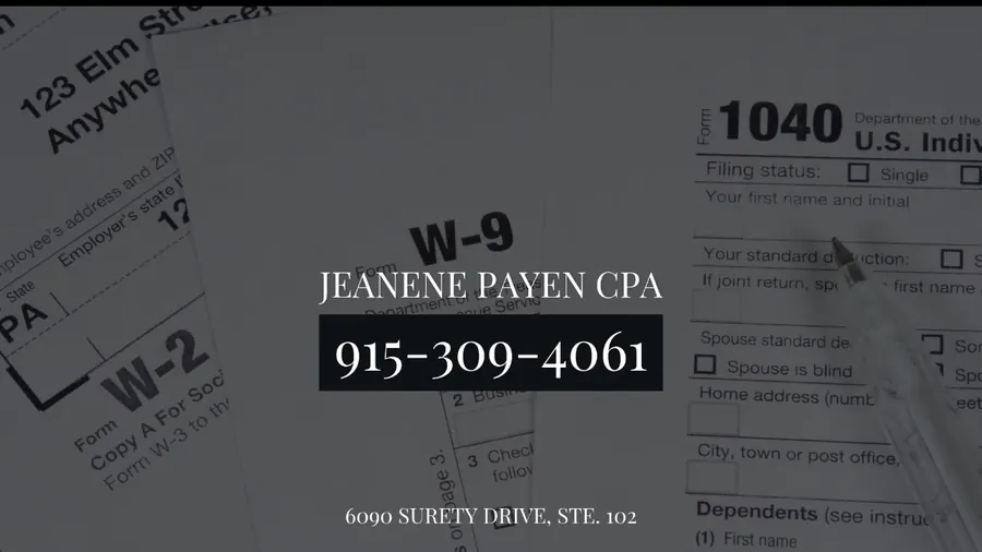 Jeanene Payen CPA tax services ad, 915-309-4061