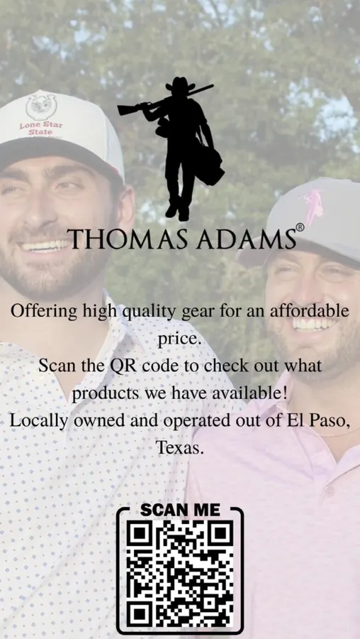 Thomas Adams outdoor gear ad with a scan-me QR code