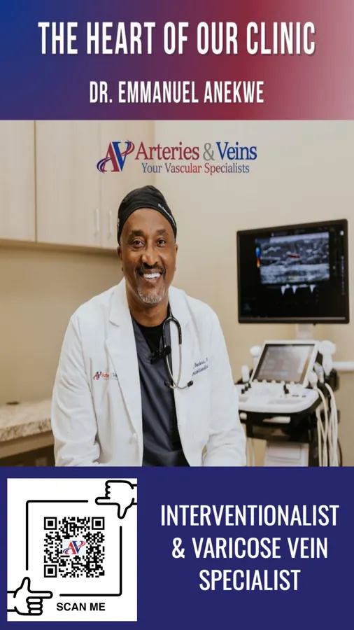 Arteries and Veins clinic ad featuring Dr. Emmanuel Anekwe