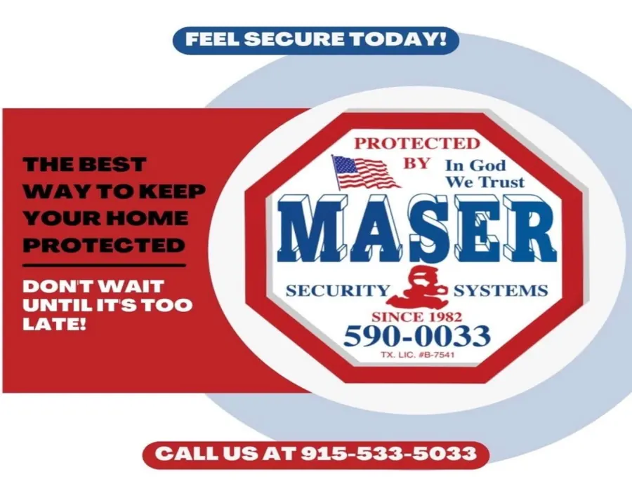 Maser Security Systems home protection ad, 915-533-5033